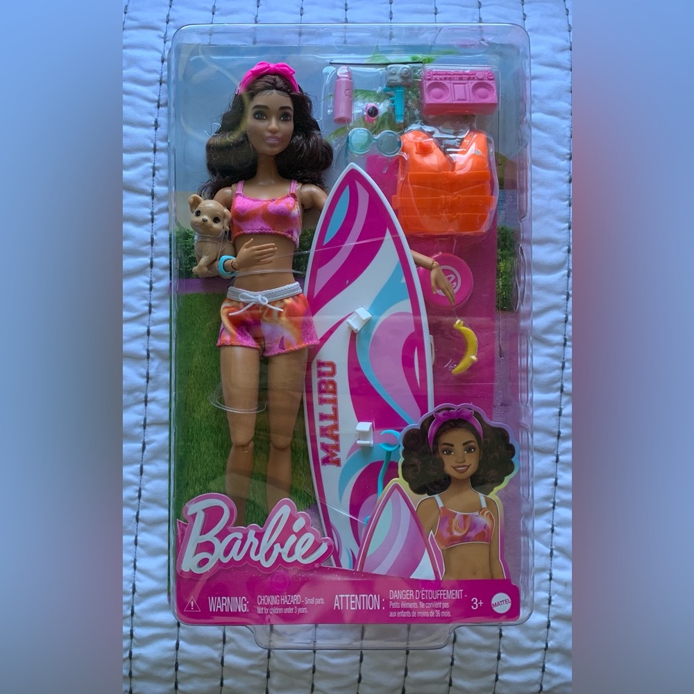 💖 Barbie Surfer Articulated Posable Brunette Surfboard Puppy